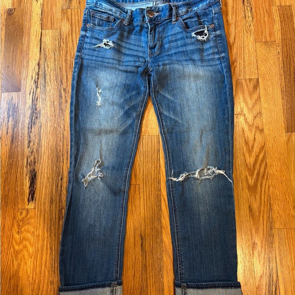 Express Distressed Skinny Jeans in Blue